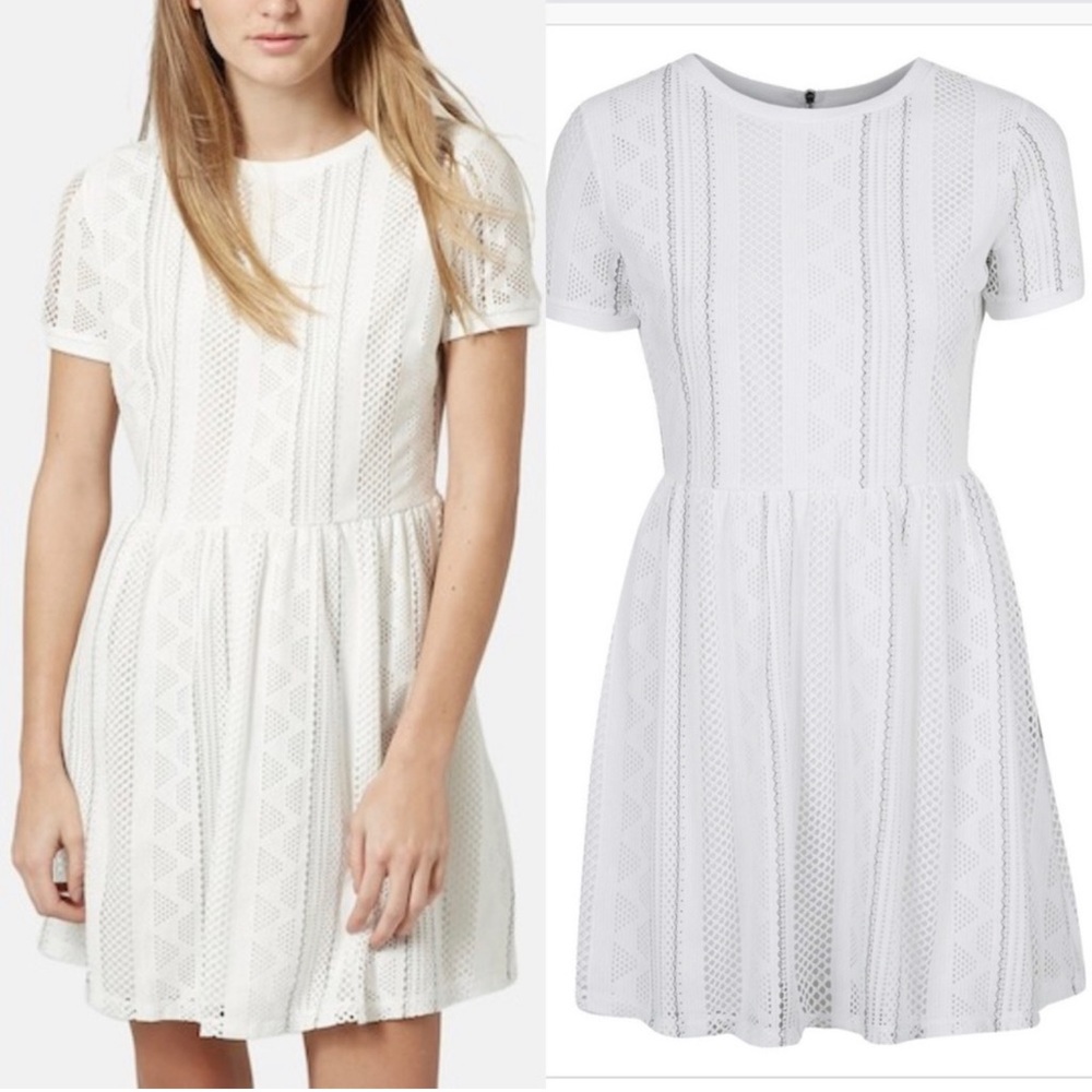 Topshop White Lace Skater Dress